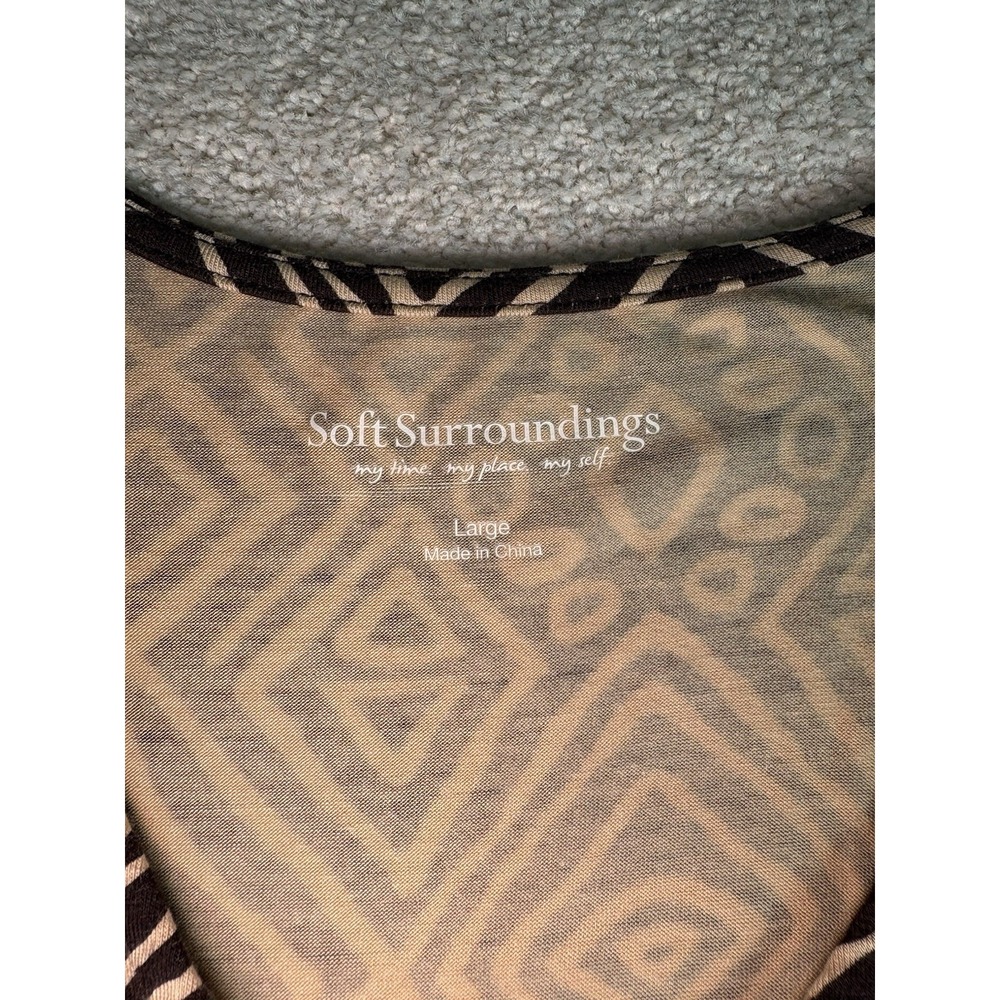 Soft Surroundings Tulum Maxi Dress Size Medium Tribal Print Brown Jersey Stretch - Picture 4 of 9
